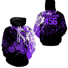 Load image into Gallery viewer, Custom Dirt Bike Hoodie Purple Motocross Hoodie Mens Women Motocross Hooded Jersey| CTP20