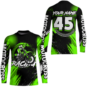 Custom Dirt Bike Green Jersey Motocross Jersey Upf30+ Mens Women Motocross Shirt| CTP22