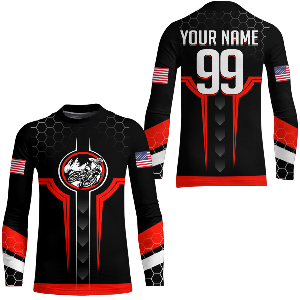 Adult&Kid Red Custom Dirt Bike Jersey Motocross Jersey Upf30+ Motocross Shirt| CTP78