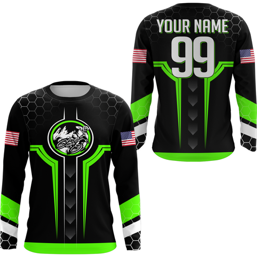 Adult&Kid Green Custom Dirt Bike Jersey Motocross Jersey Upf30+ Motocross Shirt| CTP78