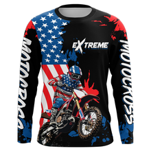 Load image into Gallery viewer, Adult&amp;Kid Custom US Flag Motocross Jersey UPF30+ MX Racing Biker Off-road Dirt Bike Racewear| CTP62