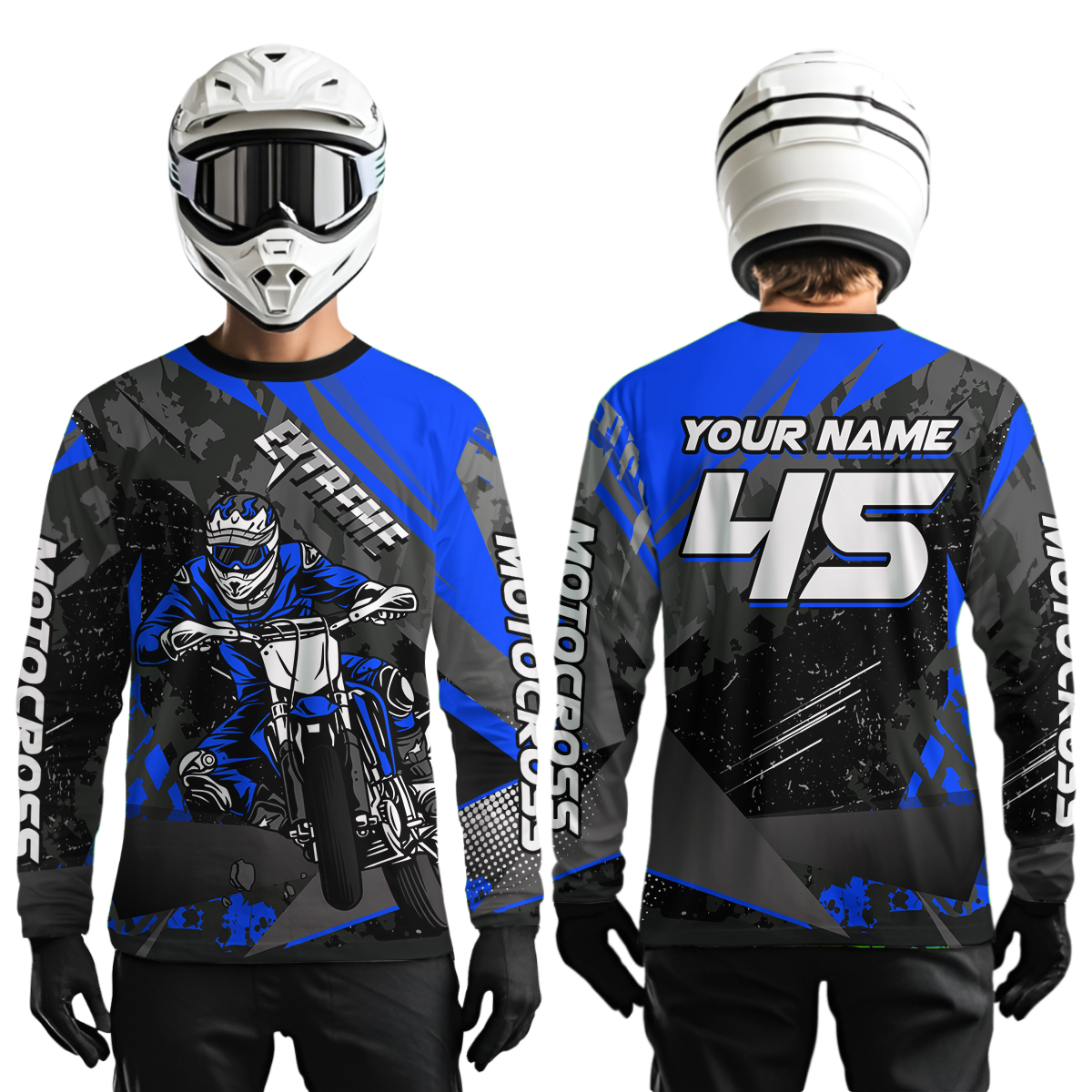 Blue Youth Motocross Shirts Custom MX Racing Extreme Shirts Kid Men Women UPF30+ DNT34