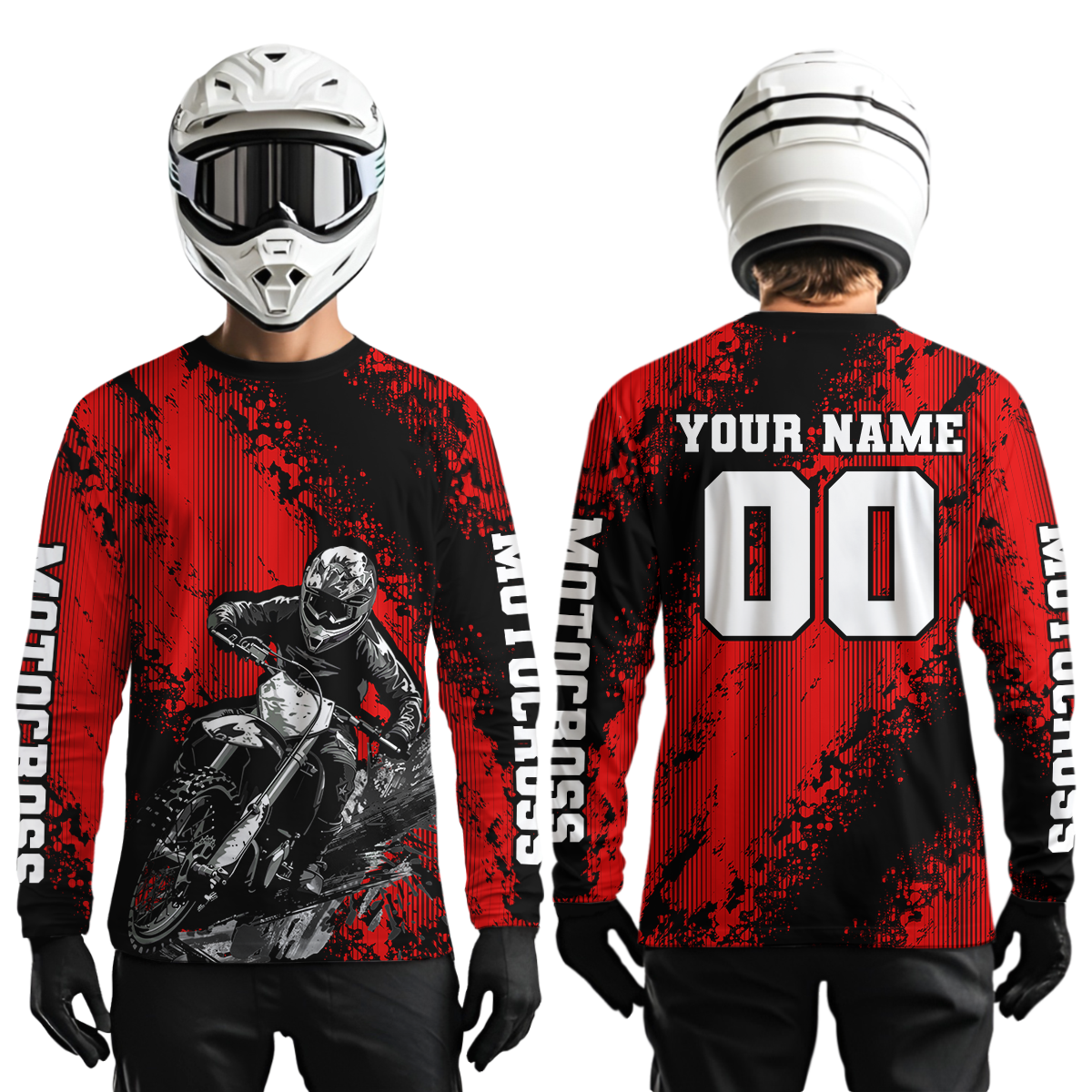 Custom Red MX Off Road Racing Shirts Kid Men Women Youth Motocross Shirts UPF30+ DNT36
