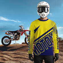 Load image into Gallery viewer, Blue Yellow Motocross Racing Jersey Dirt Bike Shirt Men Kid Women Motorcycle Shirt XM364