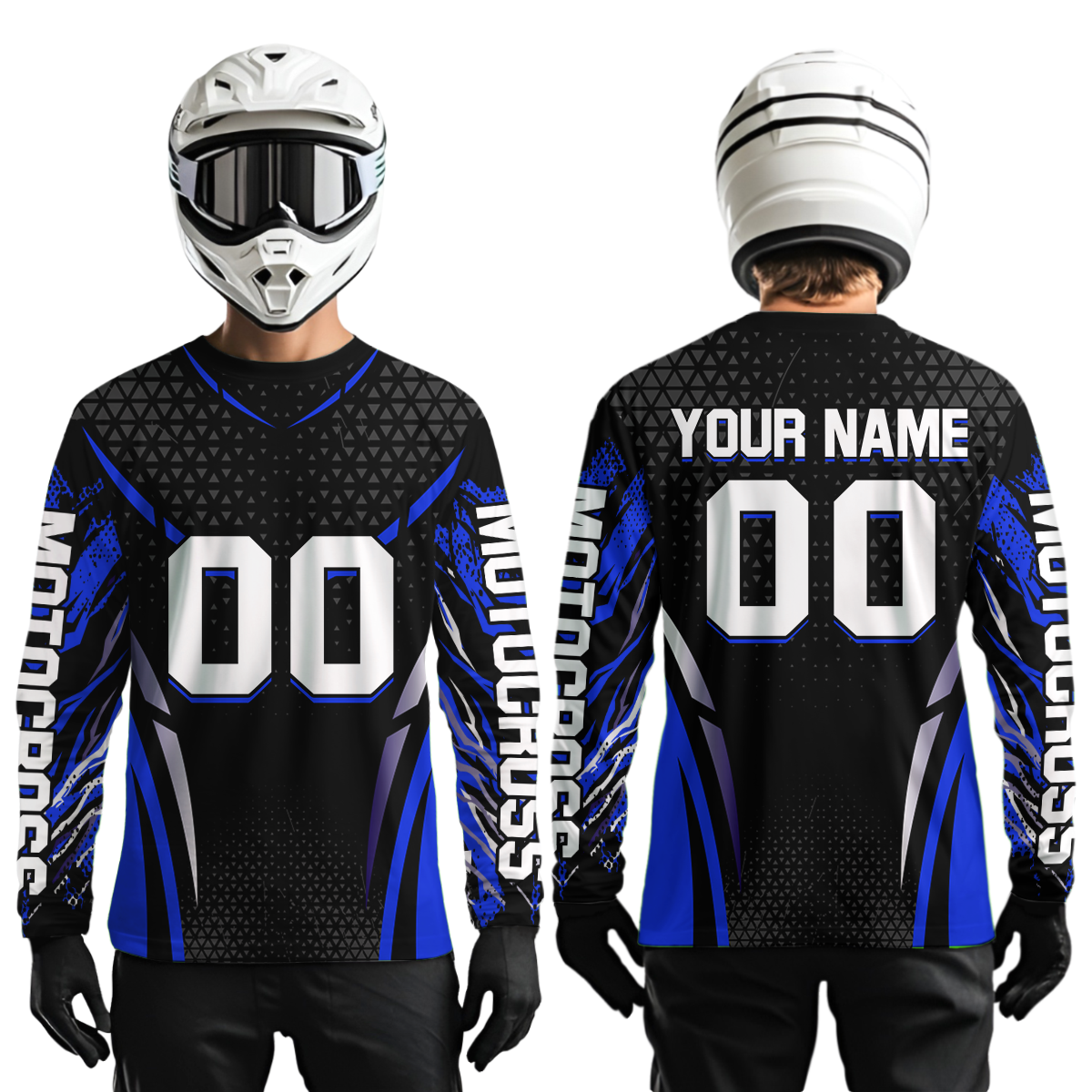 Blue Dirt Bike Jersey Off-Road Shirt Custom Youth Motocross Jersey UPF30+ Kid Men Women DNT82