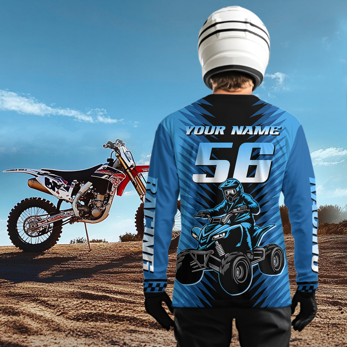 Blue ATV Motocross Racing Jersey Custom ATV Shirts Kid Women Men Quad Jersey MX110