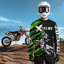 Load image into Gallery viewer, Custom Green Motocross Jersey Racing Shirts UPF30+ Dirt Bike Jersey Kid Men Women DNT09