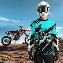 Load image into Gallery viewer, Personalized Turquoise Racing Jersey Motocross for Men Women Kid Upf30+ Youth Off-Road Racing Jersey DNT02