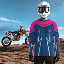 Load image into Gallery viewer, Pink&amp;Blue Motocross Jersey Custom Racing Shirts Dirt Bike Jersey for Men Kid Women XM354