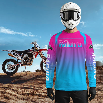 Pink Motocross Racing Jersey UPF30+ MX Racing Dirt Bike Jersey Kid Men Women DNT04