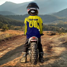 Load image into Gallery viewer, Blue Yellow Motocross Racing Jersey Dirt Bike Shirt Men Kid Women Motorcycle Shirt XM364