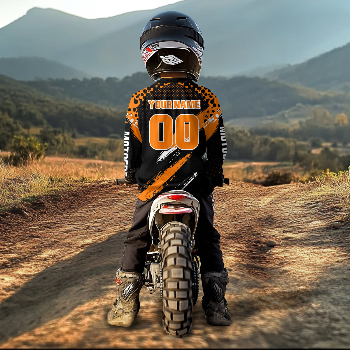 Orange ATV Motocross Racing Jersey Adult Kid Dinosaur ATV Riding Shirt Quad Jersey MX129