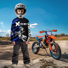Load image into Gallery viewer, Custom Blue Motocross Jersey Racing Shirts UPF30+ Dirt Bike Jersey Kid Men Women DNT09