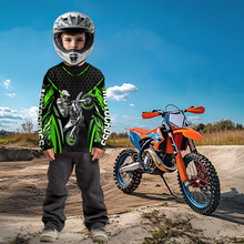 Load image into Gallery viewer, Custom Green Motocross Shirts Racing Jersey UPF30+ Dirt Bike Jersey Kid Men Women DNT08