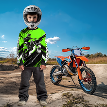 Load image into Gallery viewer, Personalized Green Racing Jersey Motocross for Men Women Kid Upf30+ Youth Off-Road Racing Jersey DNT02