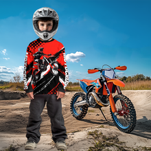 Load image into Gallery viewer, Personalized Red Racing Jersey Motocross for Men Women Kid Upf30+ Youth Off-Road Racing Jersey DNT02