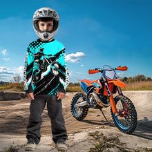 Load image into Gallery viewer, Personalized Turquoise Racing Jersey Motocross for Men Women Kid Upf30+ Youth Off-Road Racing Jersey DNT02
