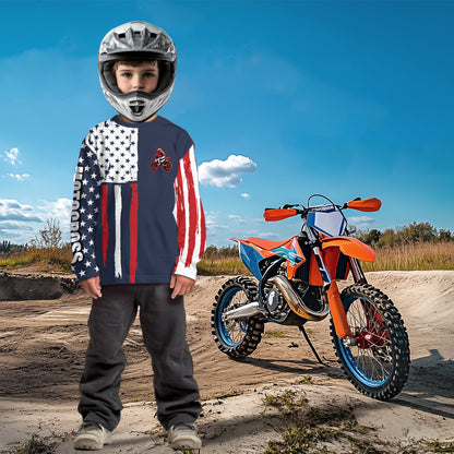 American Flag Motocross Jersey Custom for Kid Men Women Patriotic Dirt Bike Shirt XM333