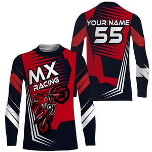 Kid Men Women Motocross Jersey Personalized UPF30+ Red Dirt Bike Off-Road Jersey Motocross Shirt PDT657