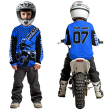 Load image into Gallery viewer, Blue ATV Racing Jersey Upf30+ Custom Motocross Jersey Men Women Extreme Riding Shirt for Kids MHT200