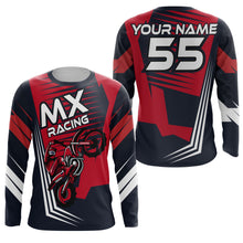 Load image into Gallery viewer, Kid Men Women Motocross Jersey Personalized UPF30+ Red Dirt Bike Off-Road Jersey Motocross Shirt PDT657