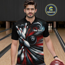 Load image into Gallery viewer, Custom Black Red Bowling Jersey for Men Custom Team Bowling Shirts Polo &amp; 1/4 Zip HNT120