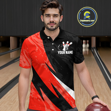 Load image into Gallery viewer, Custom Red Bowling Custom Men Bowling Shirt Polo &amp; Quarter-Zip Bowling Team Jerseys HNT75