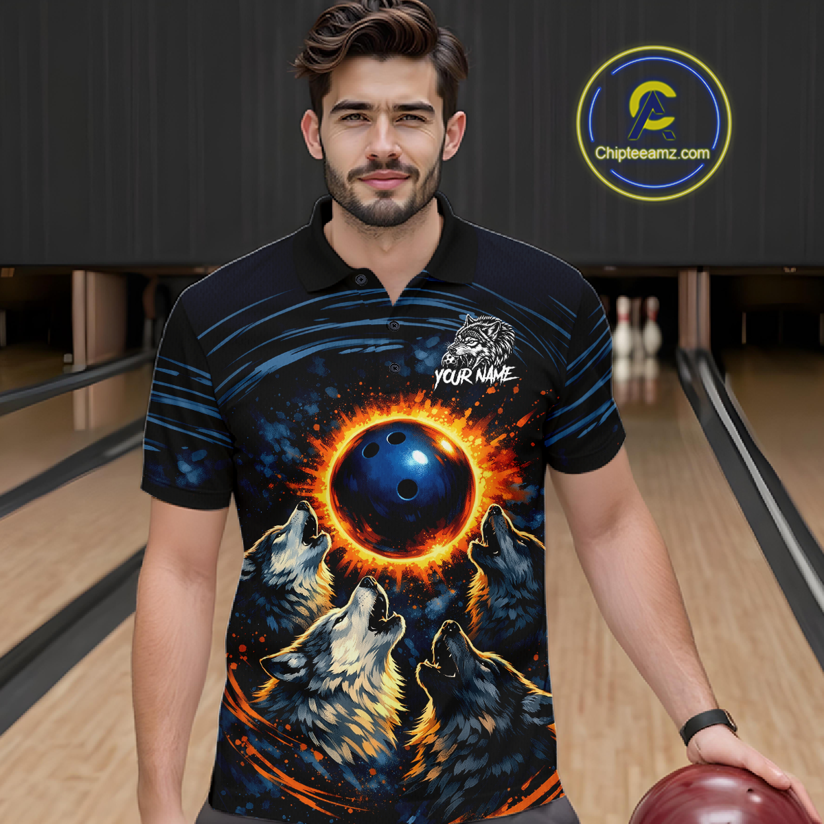 Wolf Bowling Jersey for Men Polo & 1/4 Zip Custom Wolf Bowling Team Shirts Bowling League HNT205