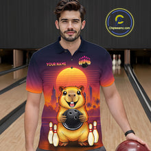 Load image into Gallery viewer, Custom Retro Capybara Bowling Jersey for Men Bowling Team Shirts Bowling Polo &amp; 1/4 Zip HNT260