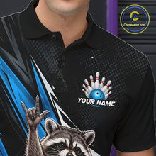 Load image into Gallery viewer, Custom Turquoise Raccoon Bowling Jersey for Men Bowling Team Shirts Bowling Polo &amp; 1/4 Zip HNT254