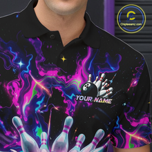 Load image into Gallery viewer, Custom Watercolor Pink Purple Bowling Jersey for Men Bowling Team Shirts Polo &amp; 1/4 Zip HNT268