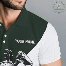 Load image into Gallery viewer, Green White Funny Golf Ball Pattern Mens Golf Polo Shirts Custom Golf Outfits Men, Green Golf Tops NHT785