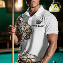 Load image into Gallery viewer, Personalized Leopard 8 Ball Billiard Shirts for Men Billiard Team Jersey Polo &amp; 1/4 Zip Shirts NNT66