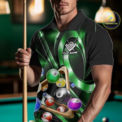 Custom Ball Pool Shirts Green Billiard Shirt for Men Billiard Team Jersey Billiard League NNT180