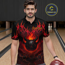Load image into Gallery viewer, Red Flame Demon Bowling Ball Shirt for Men Custom Bowling Team Jersey QZT758