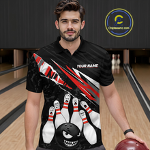 Load image into Gallery viewer, Custom Red Funny Bowling Jersey for Men Bowling Uniform Polo &amp; 1/4 Zip Bowling Team Shirts HNT128