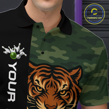 Load image into Gallery viewer, Custom Tiger Bowling Shirts for Team Women Men Camo Green Bowling Polo &amp; 1/4 Zip Shirt MBL184