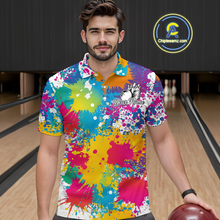 Load image into Gallery viewer, Custom Colorful Bowling Men Shirts Bowling Uniform Polo &amp; 1/4 Zip Bowling Team Jerseys HNT104