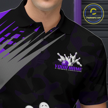 Load image into Gallery viewer, Custom Purple Funny Bowling Shirt Crazy Bowling Jersey Men Polo &amp; 1/4 Zip Bowling Outfit QZT785