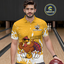 Load image into Gallery viewer, Custom Yellow Funny Turkey Bowling Jersey for Men Thanksgiving Bowling Team Shirts HNT115