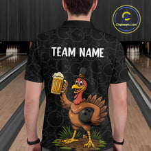 Load image into Gallery viewer, Funny Turkey Bowling Beer Thanksgiving Black Camo Custom Team bowling jerseys men, bowling gifts NQS10974