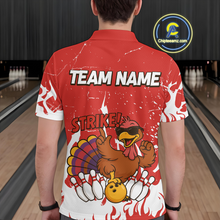 Load image into Gallery viewer, Custom Red Funny Turkey Bowling Jersey for Men Thanksgiving Bowling Team Shirts HNT115