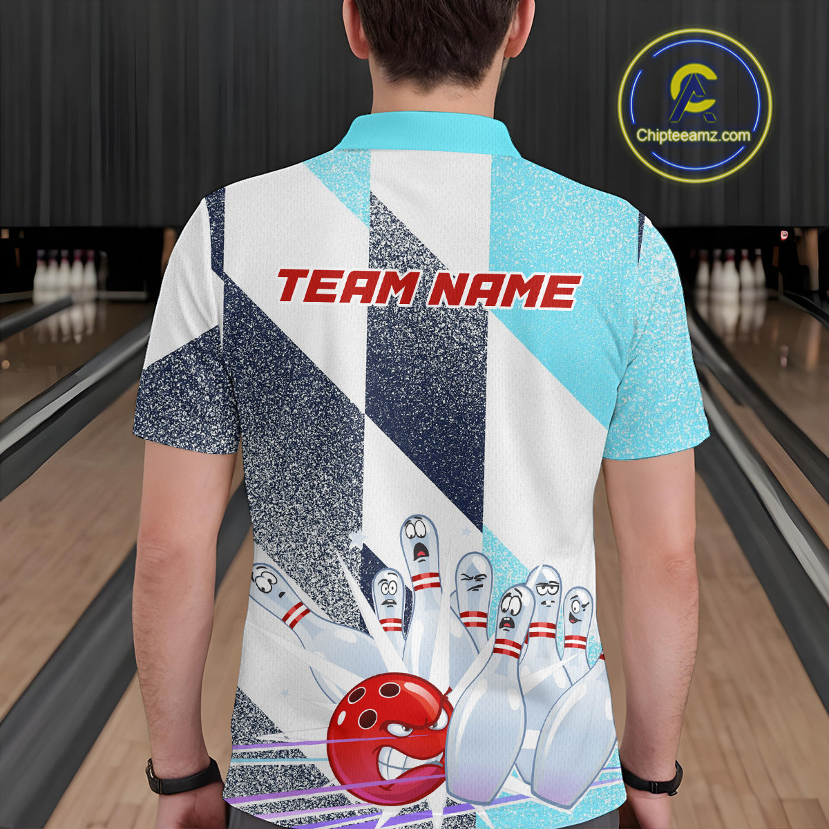 Blue Bowling Shirts for Team Women Men Custom Bowling Polo and 1/4 Zip Shirt MBL226