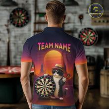 Load image into Gallery viewer, Funny Cat Retro Dart Shirts For Men Custom Dart Board Shirts Polo &amp; 1/4 Zip Dart Jersey Team NNT124