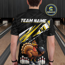 Load image into Gallery viewer, Custom Yellow Funny Turkey Bowling Jersey for Men Thanksgiving Bowling Shirts Polo &amp; 1/4 Zip HNT117