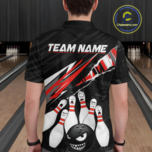 Load image into Gallery viewer, Custom Red Funny Bowling Jersey for Men Bowling Uniform Polo &amp; 1/4 Zip Bowling Team Shirts HNT128