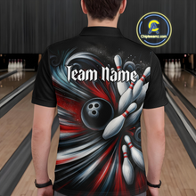 Load image into Gallery viewer, Custom Black Red Bowling Jersey for Men Custom Team Bowling Shirts Polo &amp; 1/4 Zip HNT120