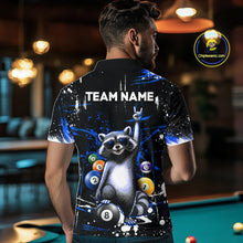Load image into Gallery viewer, Custom Blue Funny Raccoon Billiard Shirt for Men 8 Ball Pool Billiard Jersey Polo &amp; 1/4-Zip BHT5