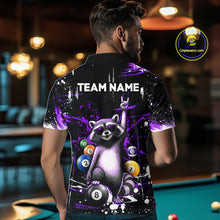 Load image into Gallery viewer, Custom Purple Funny Raccoon Billiard Shirt for Men 8 Ball Pool Billiard Jersey Polo &amp; 1/4-Zip BHT5