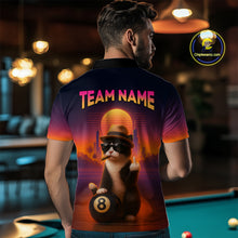 Load image into Gallery viewer, Custom Funny Cat 8 Ball Billiard Jersey for Men Billiard Uniform Polo &amp; 1/4 Zip Billiard Team Shirts NNT80